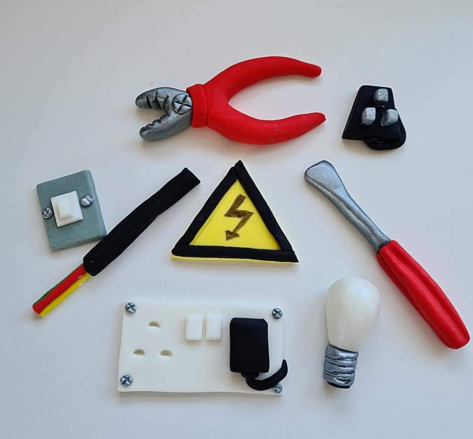 Edible electrician cake topper,fondant icing decoration