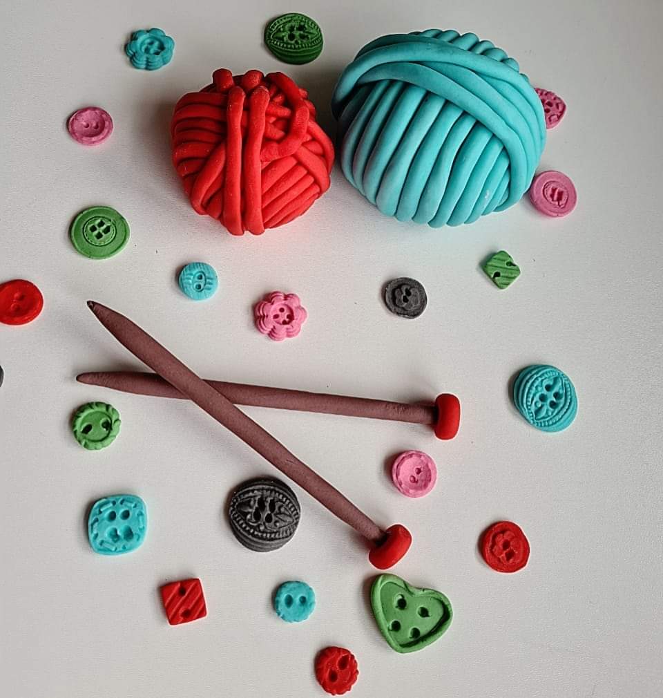 Edible knitting cake topper,fondant icing decoration