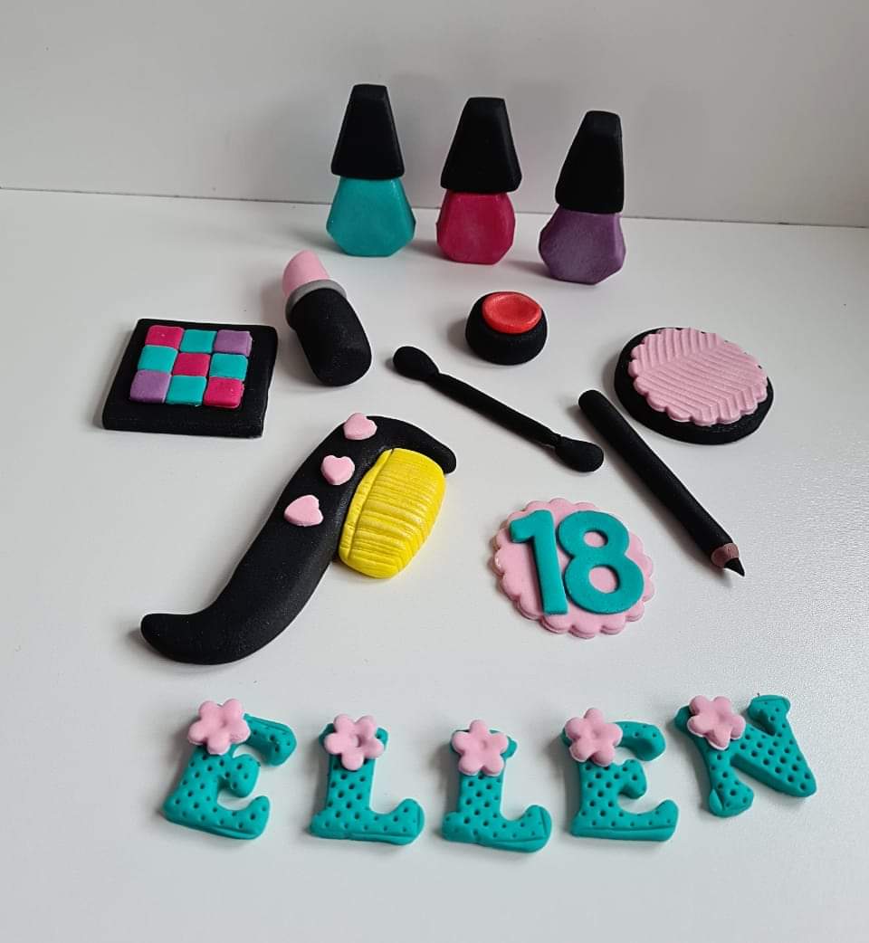 Eetbare make-up taarttopper, fondant glazuur decoratie