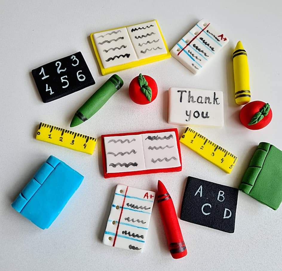 Edible teacher graduation, books cake topper,fondant icing decorations