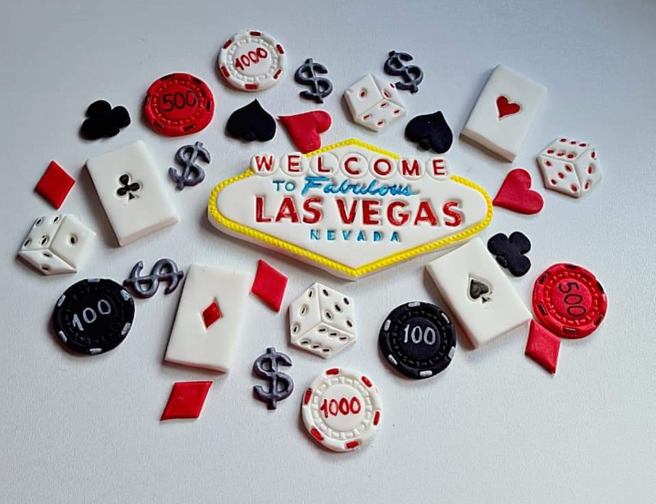 26 Edible Casino/Las Vegas edible cake topper,fondant icing decoration