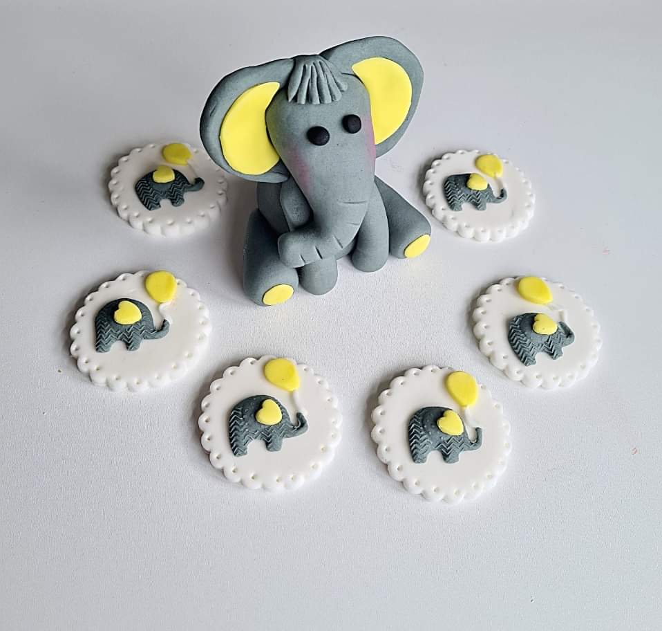 Edible baby elephant cake topper fondant icing decoration