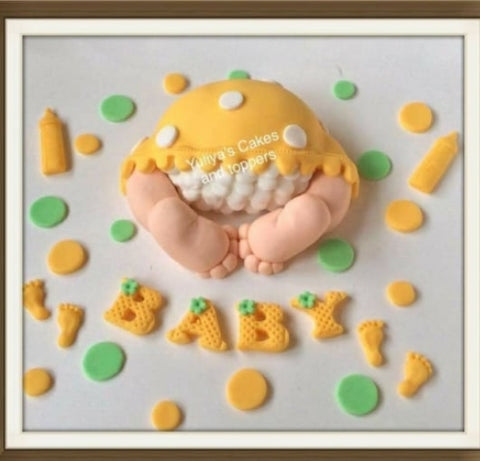 Edible baby shower bum cake topper,fondant icing decoration