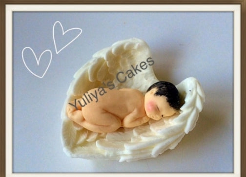 Edible baby angel cake topper,fondant icing decoration