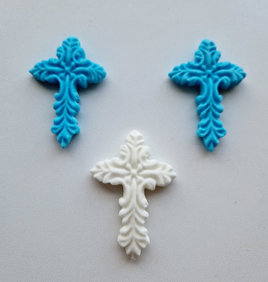 Edibles 12 crosses cake/cupcakes decoration,fondant communion ising topper,baptism