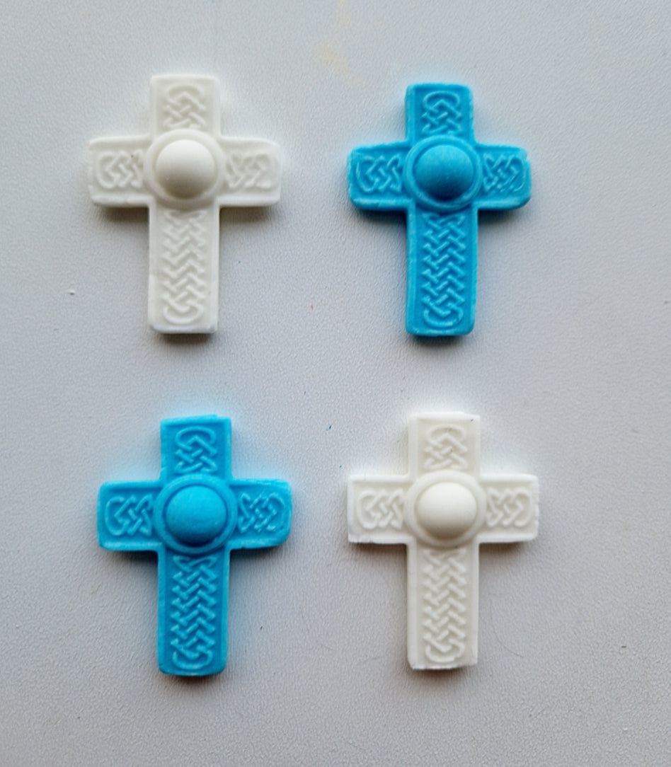 Edibles 12 crosses cake/cupcakes decoration,fondant communion ising topper,baptism