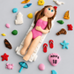 Edible woman on the beach sunbathing cake topper,fondant icing decoration