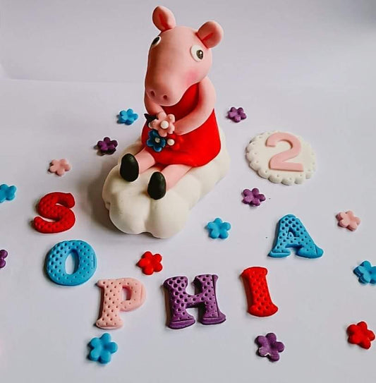 Edible Peppa Pig cake topper,fondant icing decoration