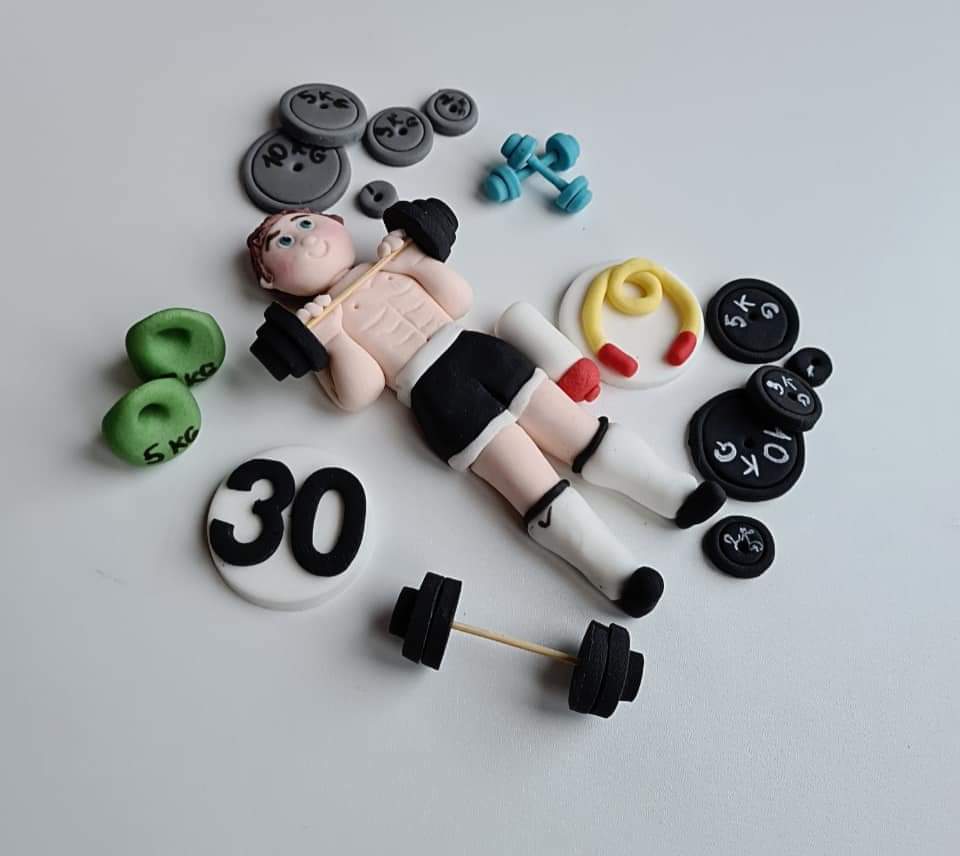 Edible gym cake topper,fondant figurine icing decoration