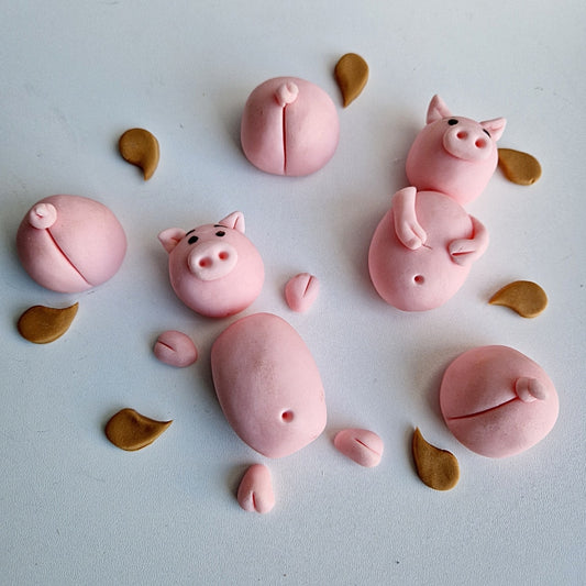 Pigs in mud edible cake toppers,swimming fondant icing decoration