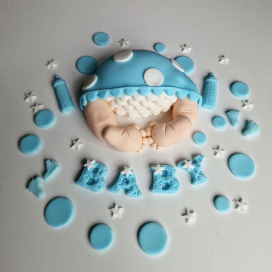 Edible baby shower bum cake topper,fondant icing decoration