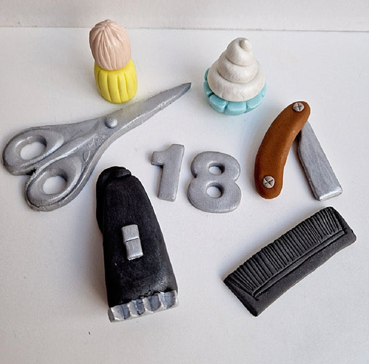 Edible barber,hairdresser cake topper,fondant icing decorations