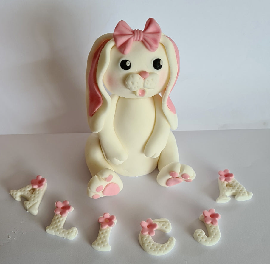 Edible baby bunny rabbit cake topper,fondant icing decorations – Sugar ...