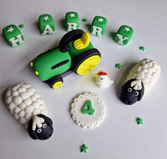 Edible tractor cake topper,fondant icing decoration