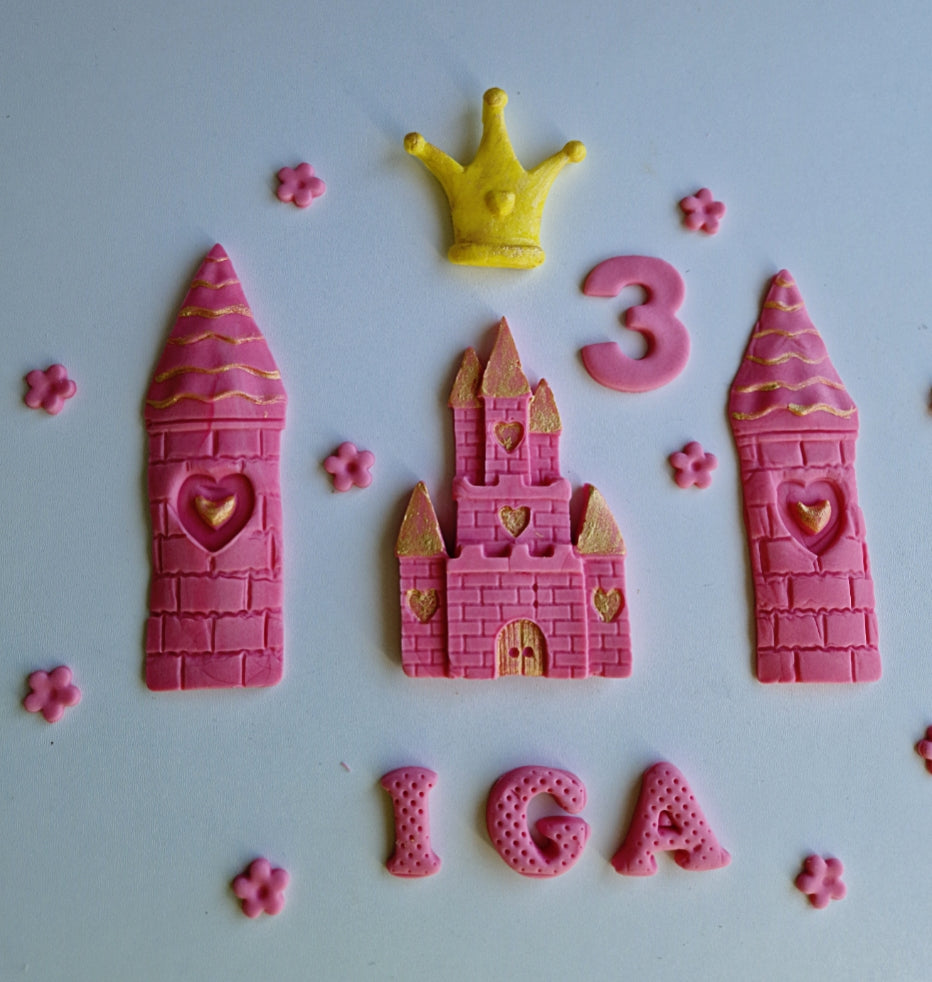 Edible princess castle cake topper,handmade birthday decoration,crown