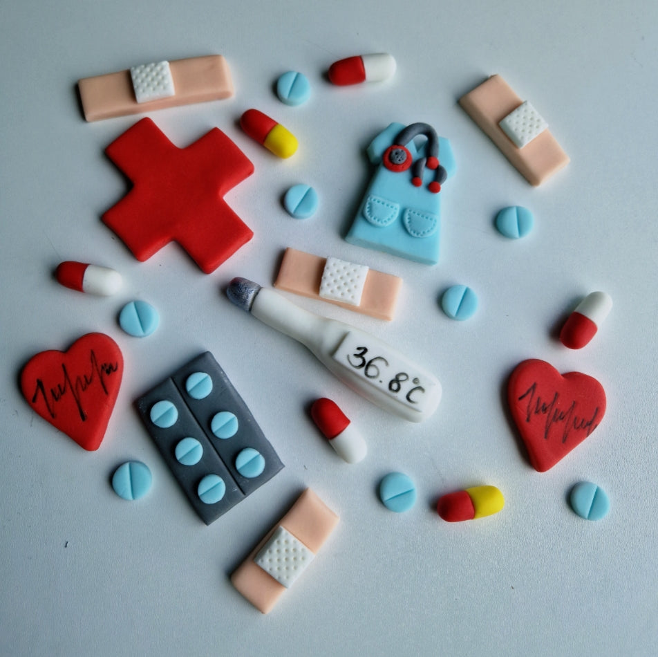 20 Edible doctor/nurse/medical/hospital cake/cupcakes toppers,fondant icing decoration