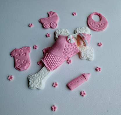 Edible baptism baby cake topper,fondant icing decorations