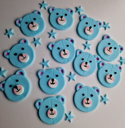 Eetbare teddybeer cupcake toppers, fondant glazuur decoraties