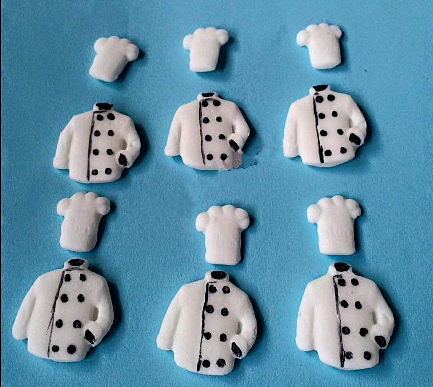 12 Edible chef cupcake toppers,cooking uniforms,cake decorations