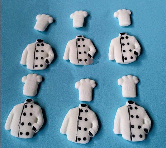 12 Edible chef cupcake toppers,fondant icing cake decorations