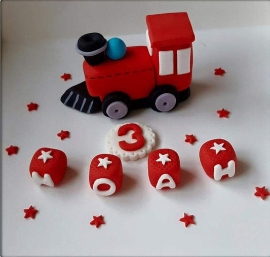 Edible baby train cake topper,fondant icing decoration