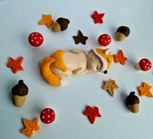 Edible baby fox fondant cake topper,icing sugar decoration