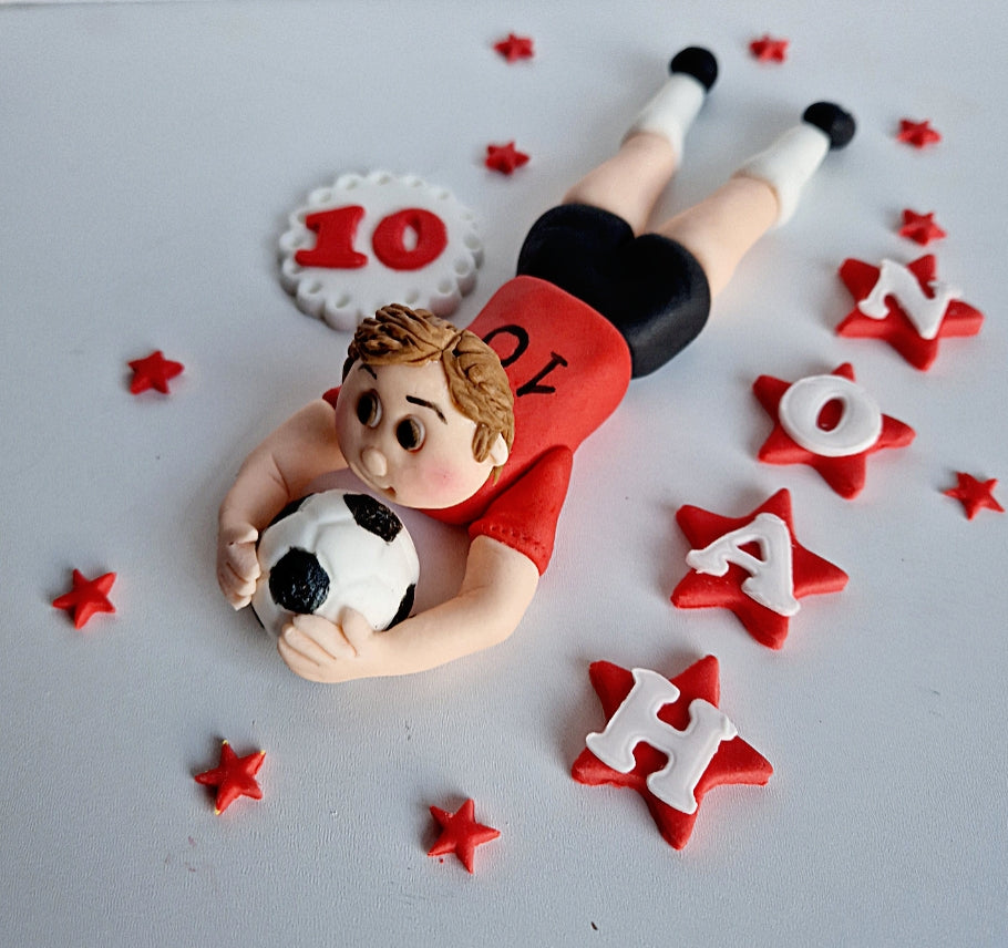 Edible rugby cake topper,football figurine,fondant player icing decoration