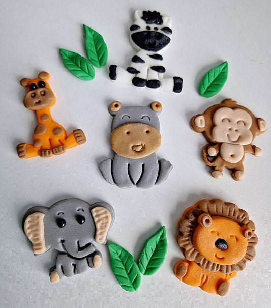 Edible Zoo 2D animals cake toppers,fondant icing decorations