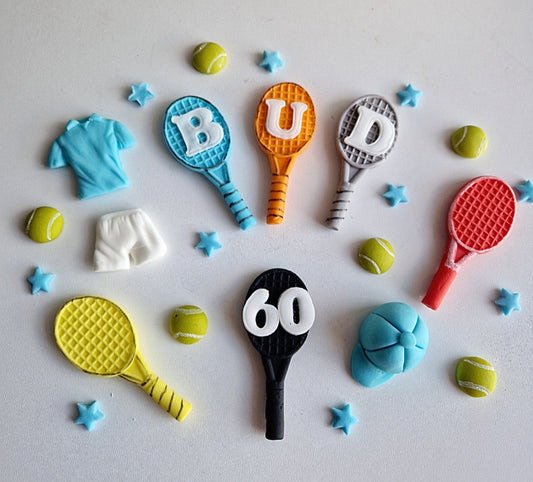 Edible tennis cake toppers,fondant icing sport decorations