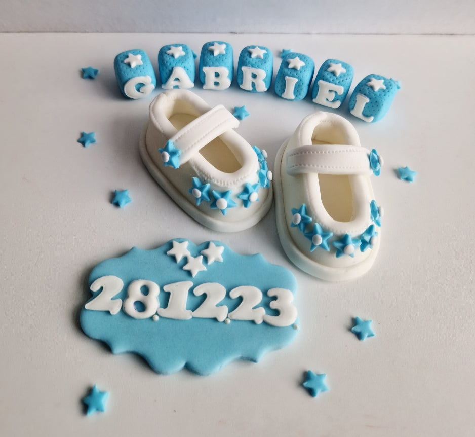 Edible baby booties cake topper,fondant baptism icing decorations