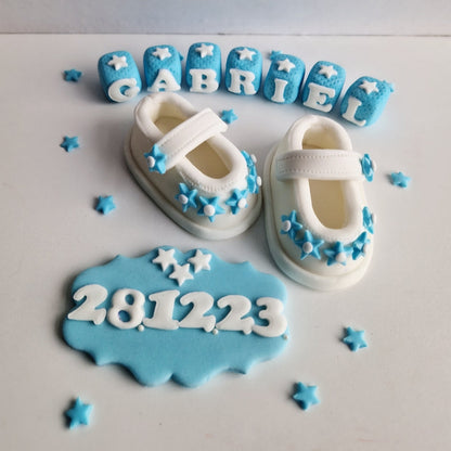 Edible Personalised Baby Booties Cake Topper, Christening Cake Decoration, Baby Fondant Shoes, Baptism