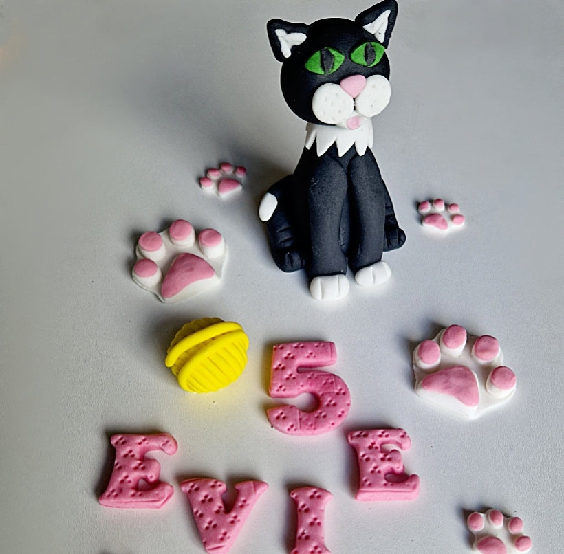 Edible cat cake topper,fondant icing decoration