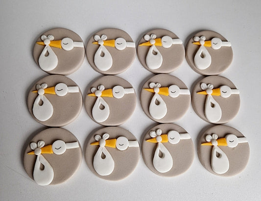 Edible storks fondant cupcake toppers,sugar icing decorations