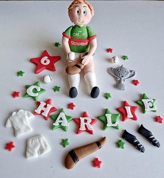 Edible soccer/football GAA player cake topper,fondant icing decoration