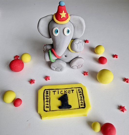 Wdible circus elephant cake topper,fondant icing decoration