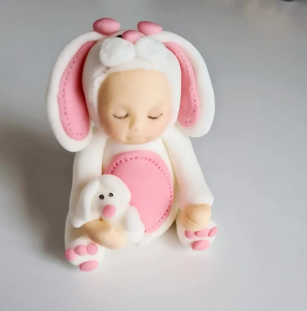 Edible baby bunny cake topper,fondant icing decoration