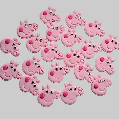12 eetbare Peppa Pig taart-/cupcaketoppers, fondant-glazuurdecoraties