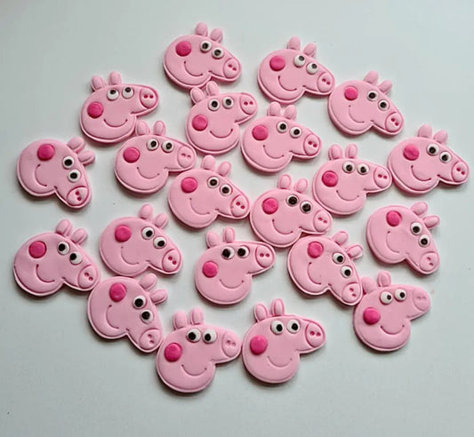 12 Edible Peppa Pig cake/cupcakes toppers,fondant icing decorations