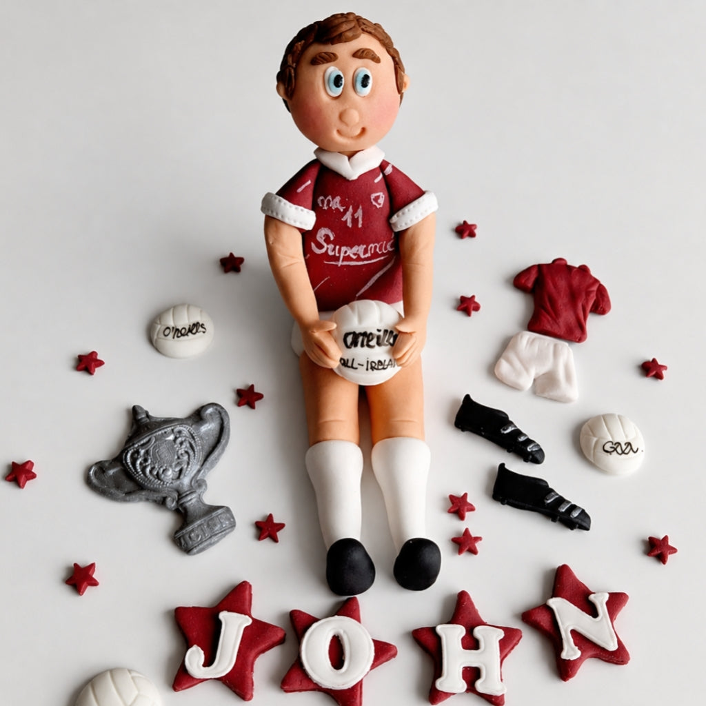 Edible soccer/football GAA player cake topper,fondant icing decoration