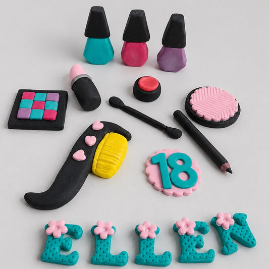 Edible make up cake topper,fondant icing party decoration