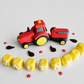 Edible Tractor Cake Topper with Trailer – Farm Birthday Cake Decoration – Handmade Fondant Tractor Topper