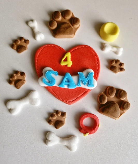 Edible paw prints,dog cake topper,fondant icing decorations