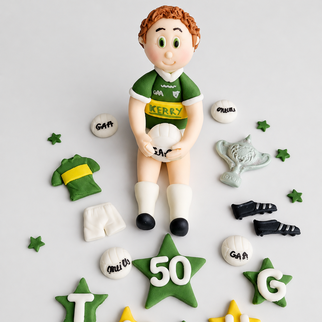 Edible soccer/football GAA player cake topper,fondant icing decoration