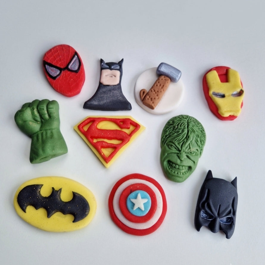 Superhero Edible Cake Toppers – Kids Birthday Decorations (10pcs)