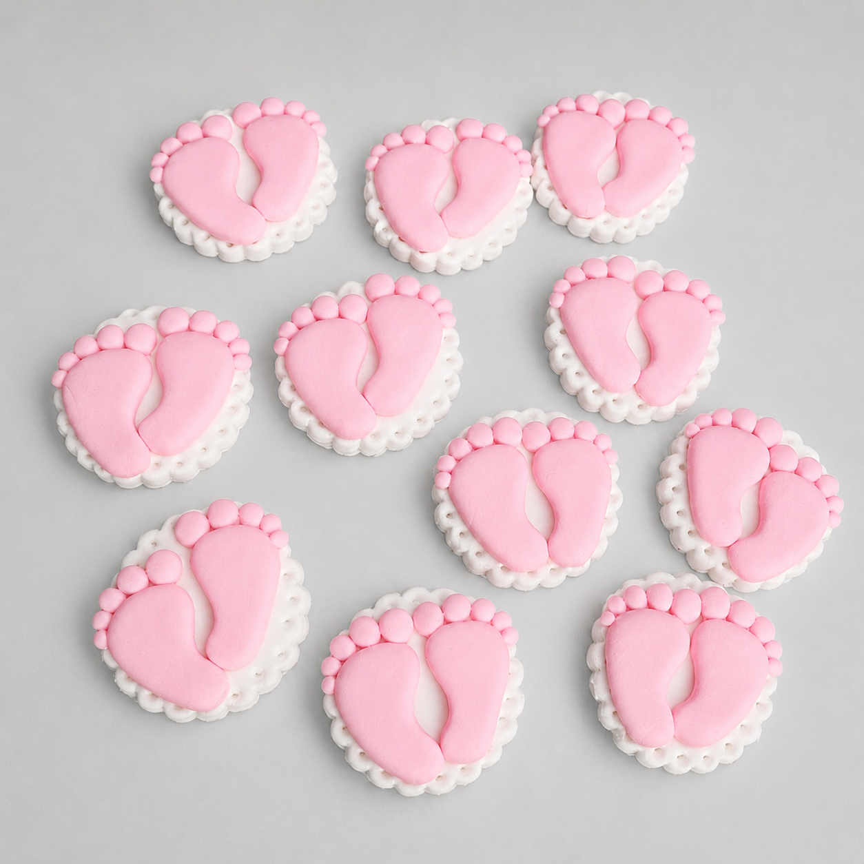 12 Edible baby feet cupcake toppers,fondant icing decoration