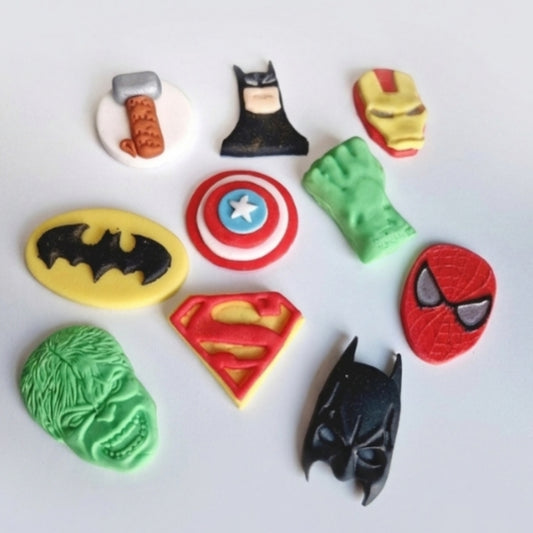 Superhero Edible Cake Toppers – Kids Birthday Decorations (10pcs)