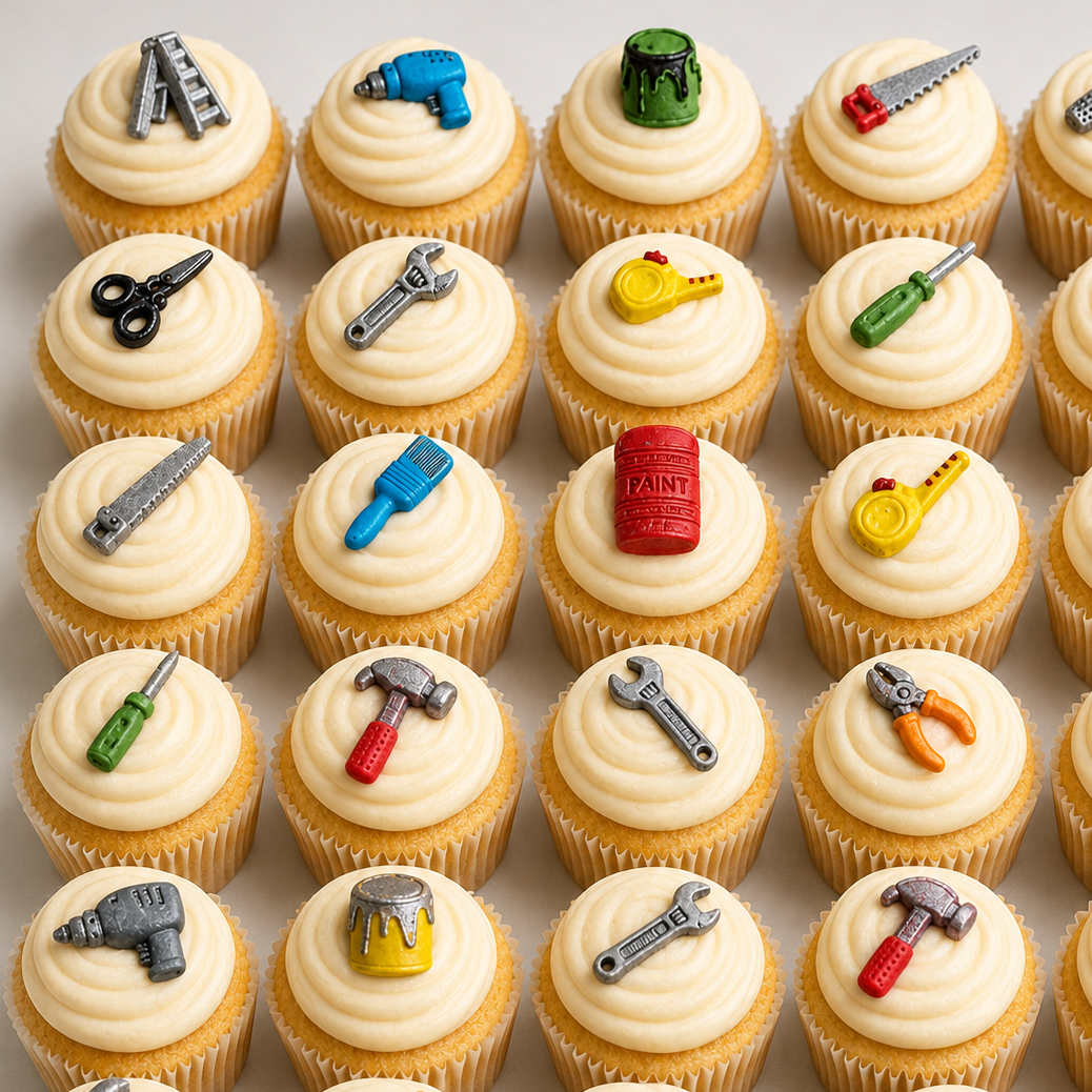 18 Edible mini tools cake/cupcakes toppers,fondant icing decorations