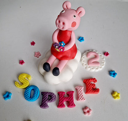 Edible Peppa Pig,George cake topper,fondant icing decoration