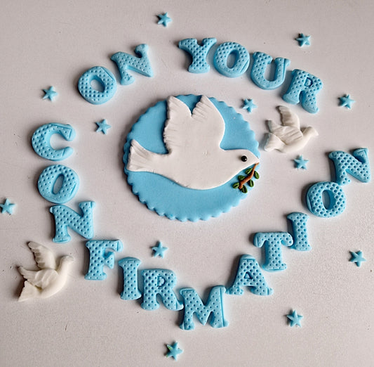 Edible Confirmation cake topper,fondant icing decoration