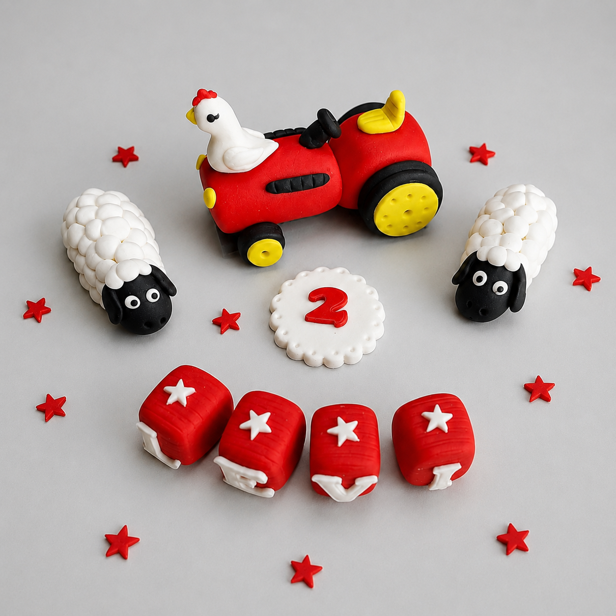 Edible tractor cake topper,fondant icing decoration